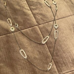 Hammered Metal Station Necklace 30-34”